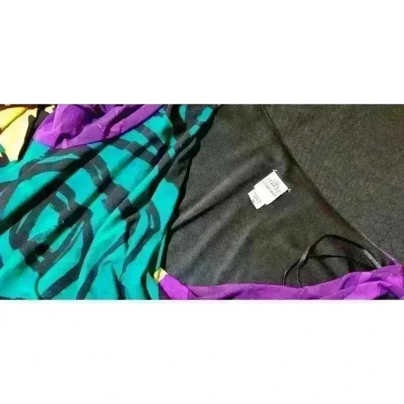 SANGRIA Womans MULTI-COLOR FLORAL Dress 3/4 Sleeves WATERFALL Neck size  14 Lg - Picture 6 of 6